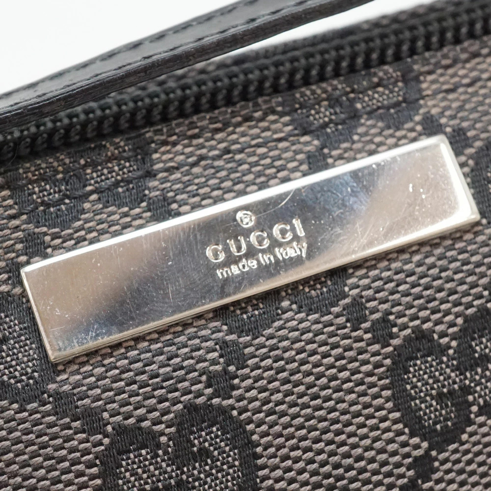 GUCCI Clutch GG Canvas Leather Black Gray Cosmetic Case Handbag - Picture 8 of 8
